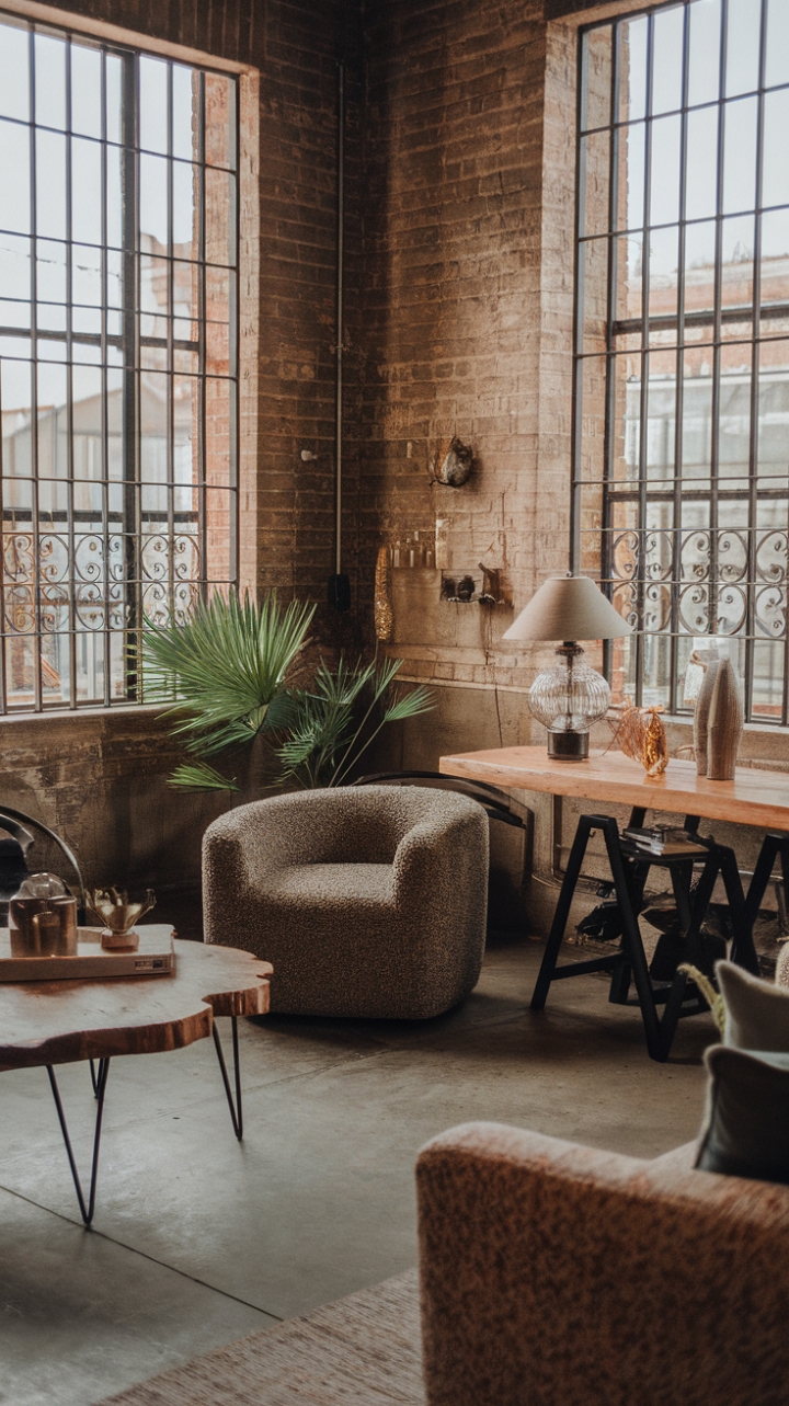 Chic Industrial Boho Lounge: Your Stylish Escape