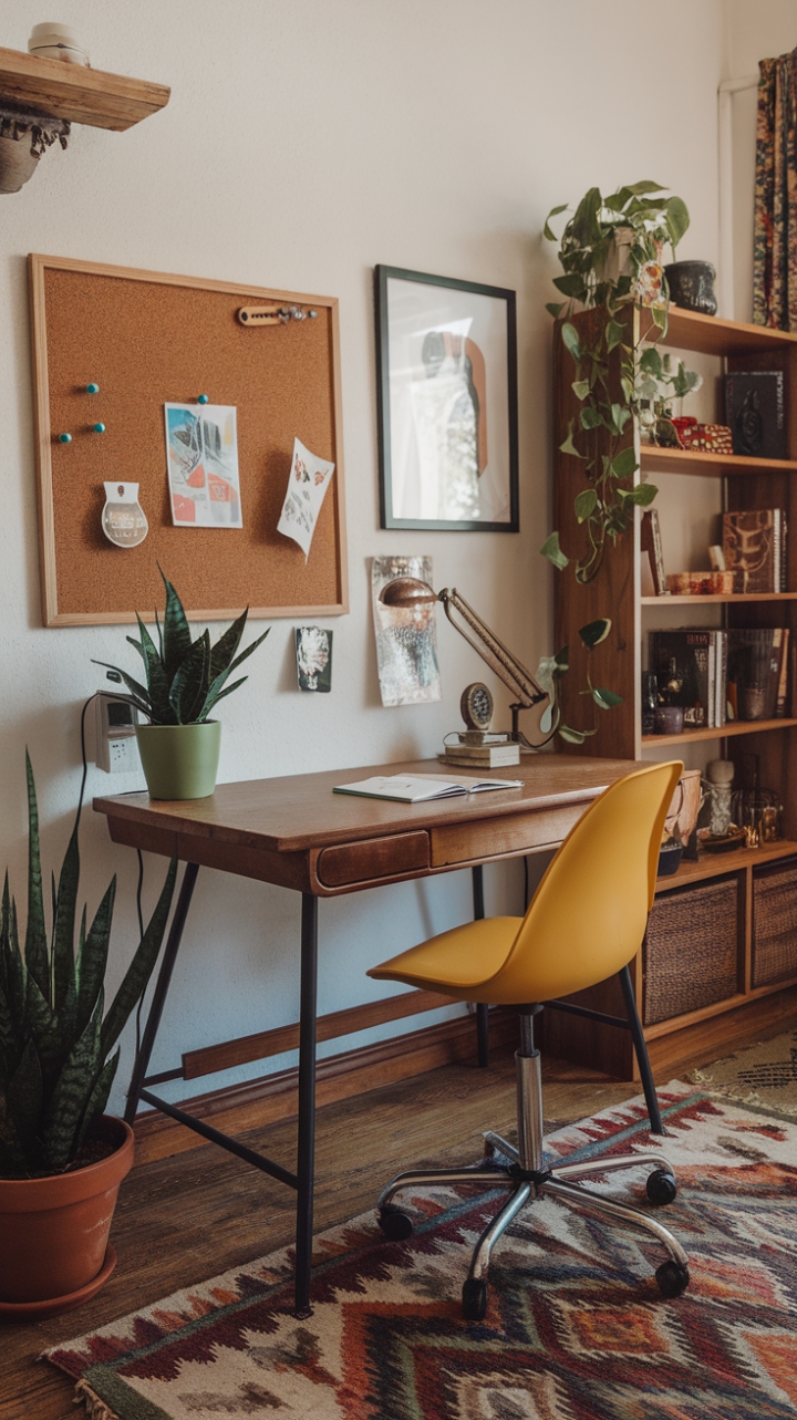 Vibrant Bohemian Workspace: A Playful, Stylish Hub for Conquering Your To-Do List
