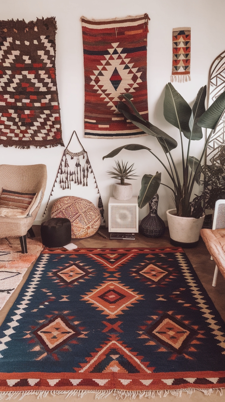 Bohemian Bliss: A Vibrant Fusion of Tribal Rugs and Eclectic Charm