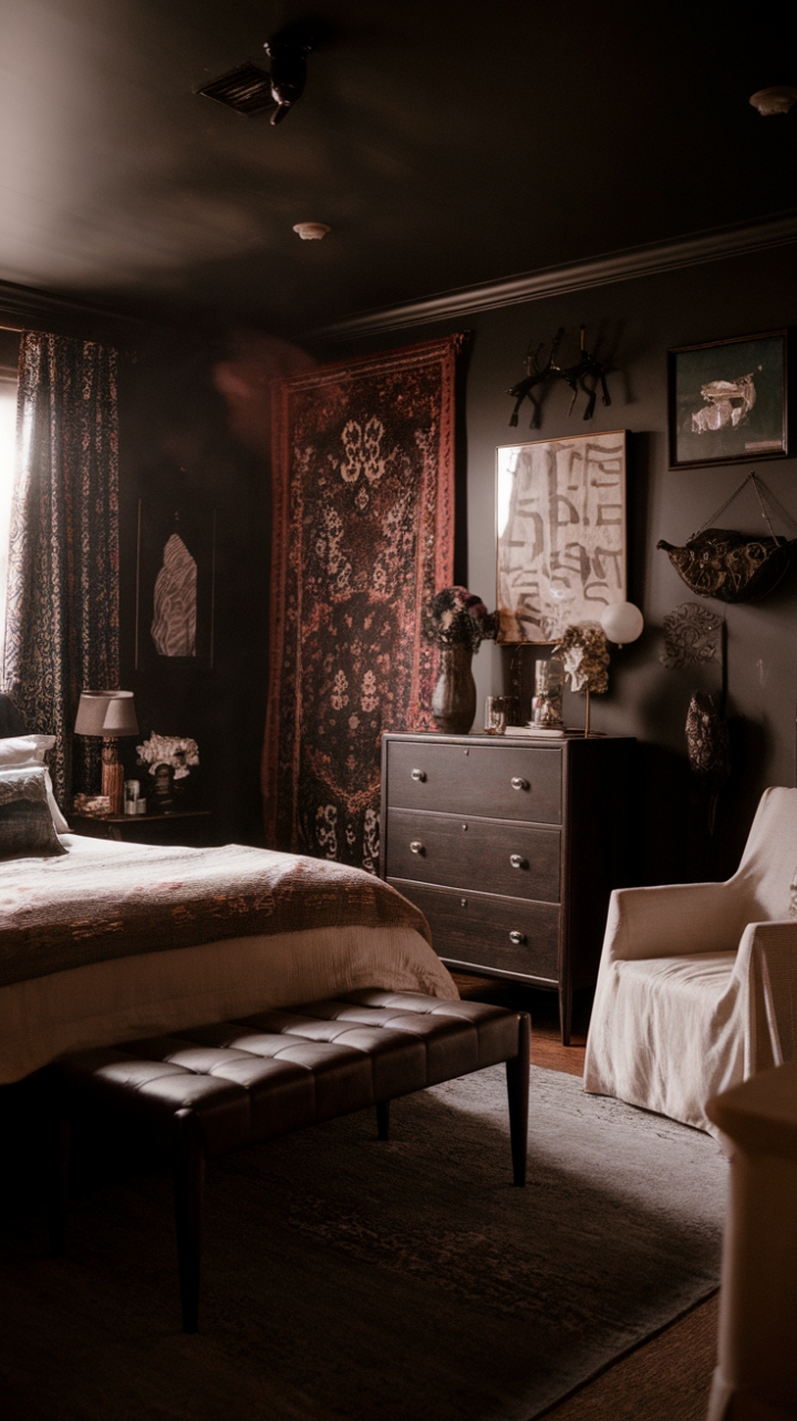 Dark and Dreamy Boho Bedroom Retreat