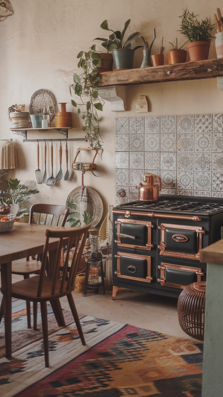 Bohemian Kitchen Charm: A Warm, Vintage-Inspired Haven