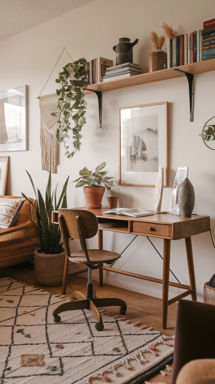 Boho-Chic Home Office: Vintage Vibes and Eclectic Charm