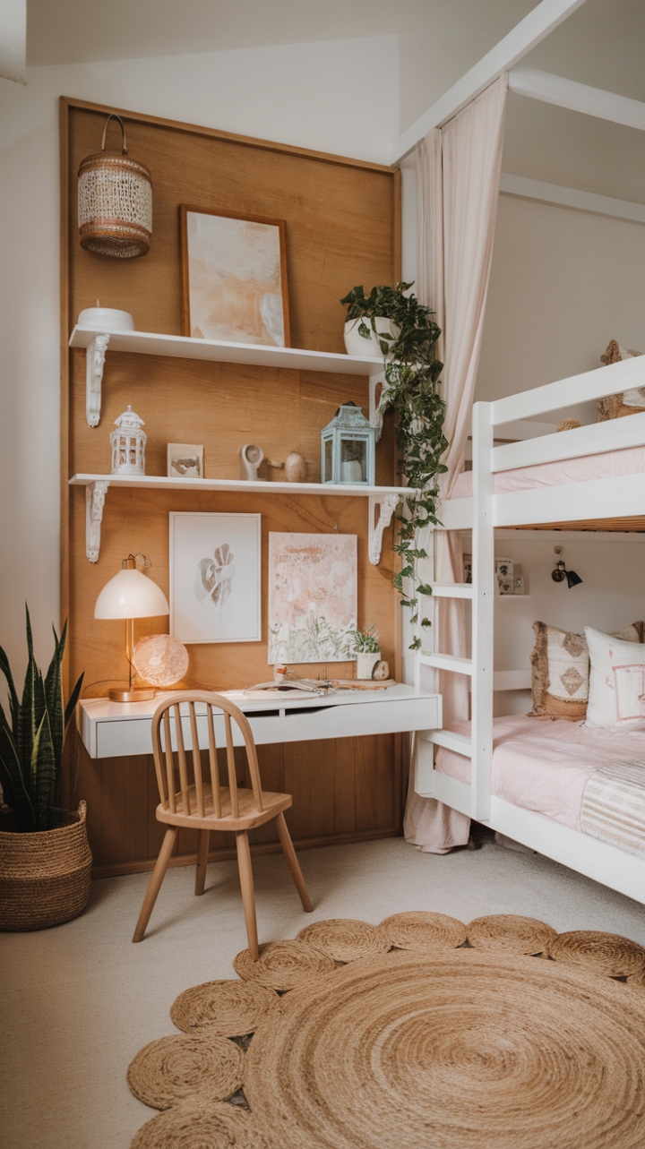 Whimsical Boho Retreat with Clever Bunk Bed and Vibrant Details