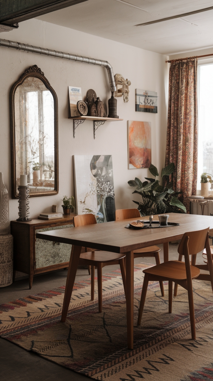 Eclectic Elegance: A Dining Space Celebrating Pattern and Texture
