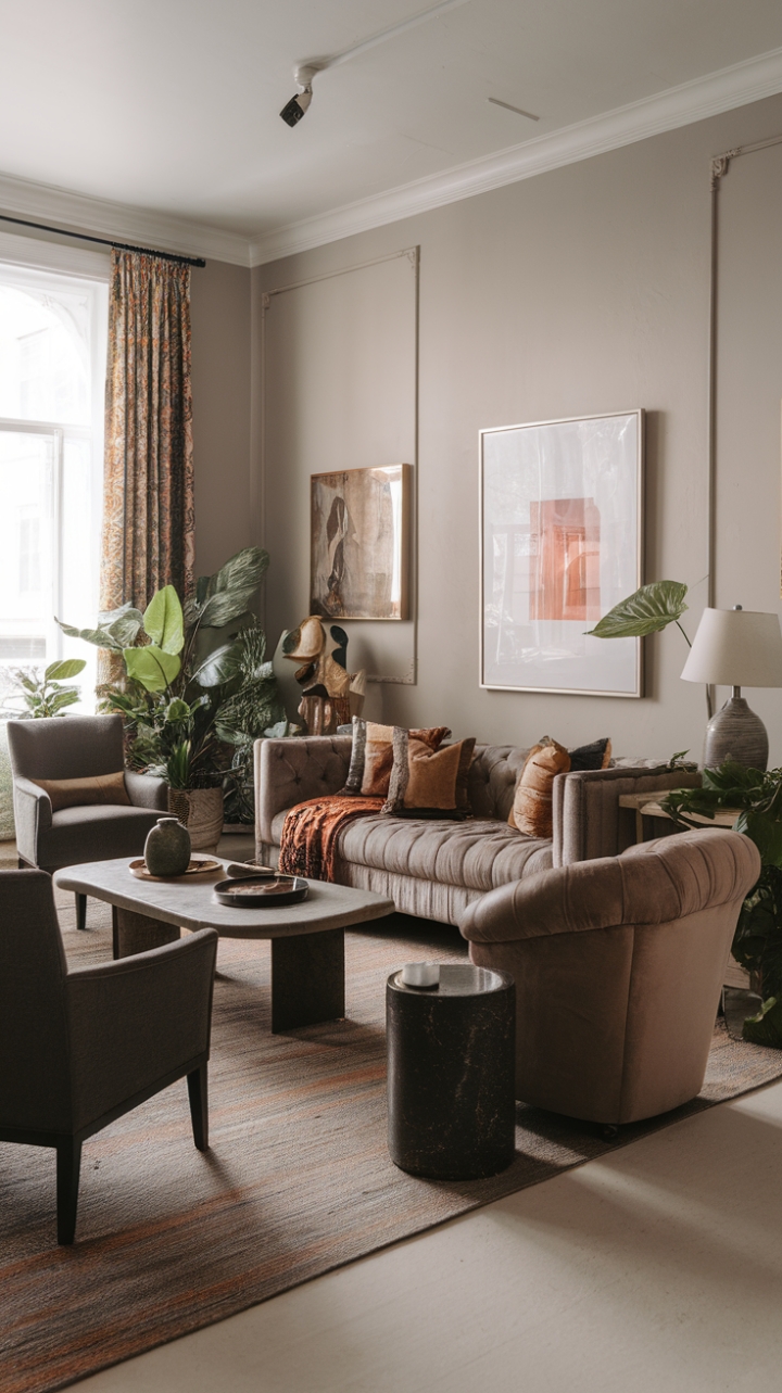 Bohemian Bliss: A Cozy Sanctuary of Plush Textures and Lush Greenery