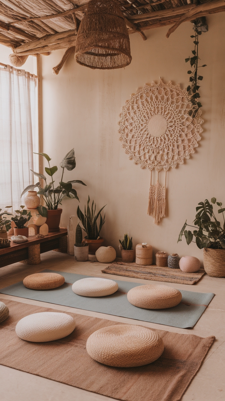 Bohemian Yoga Sanctuary: A Rustic, Plant-Filled Haven for Inner Peace