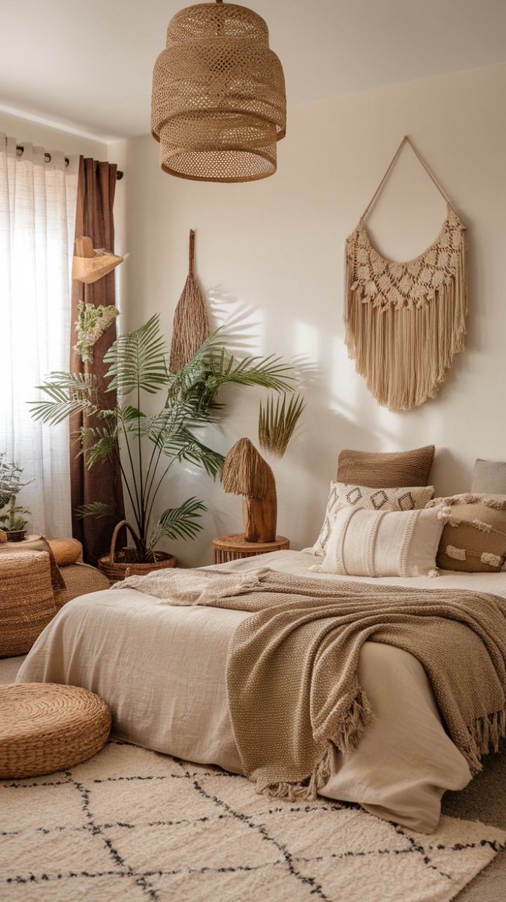 Serene Bohemian Retreat: Earthy Tones and Organic Textures