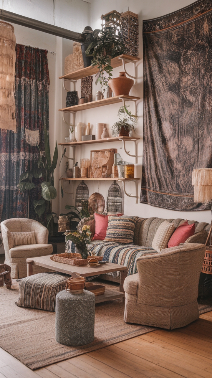 Vibrant Bohemian Haven: A Maximalist Celebration of Pattern and Personality