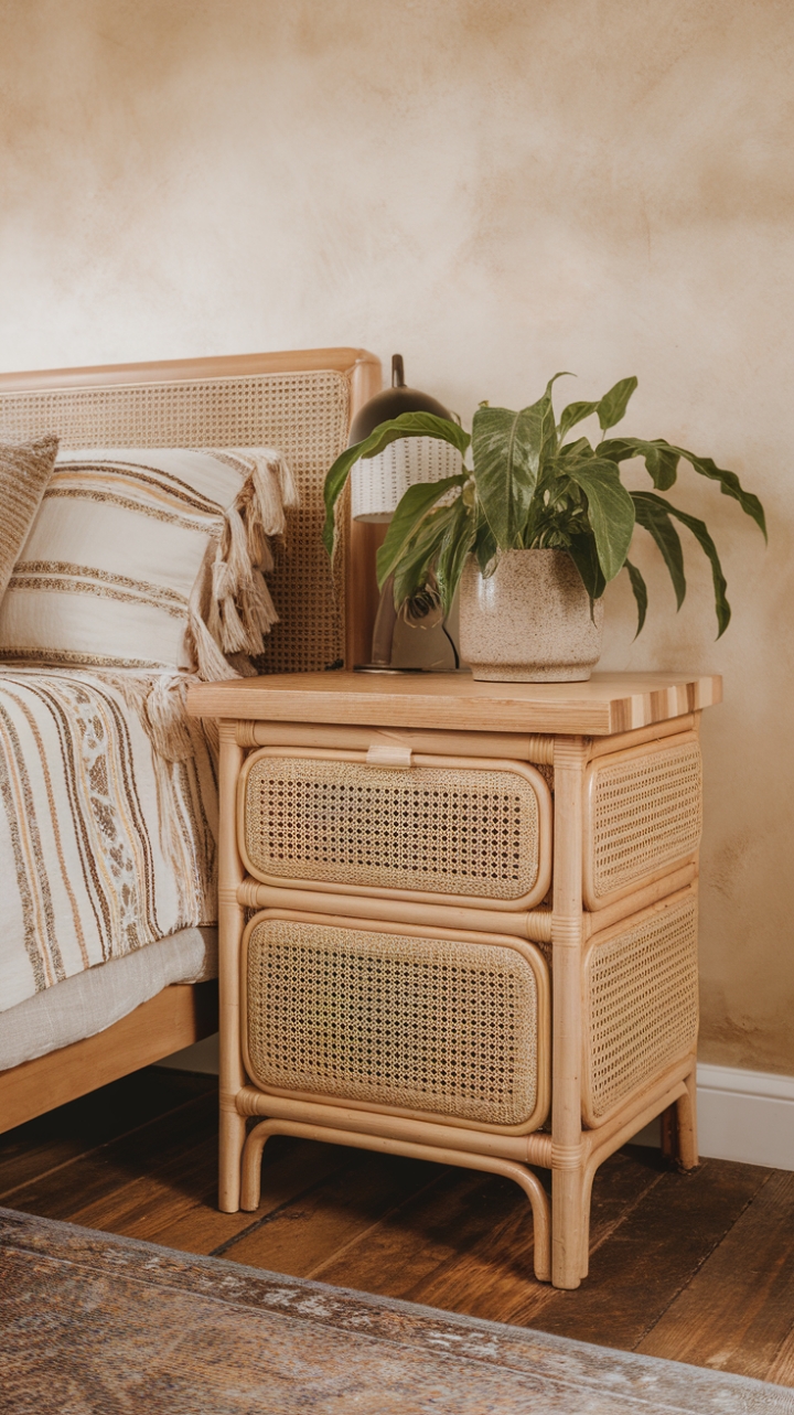 Rattan Nightstand: A Natural Touch for Your Bohemian Sanctuary
