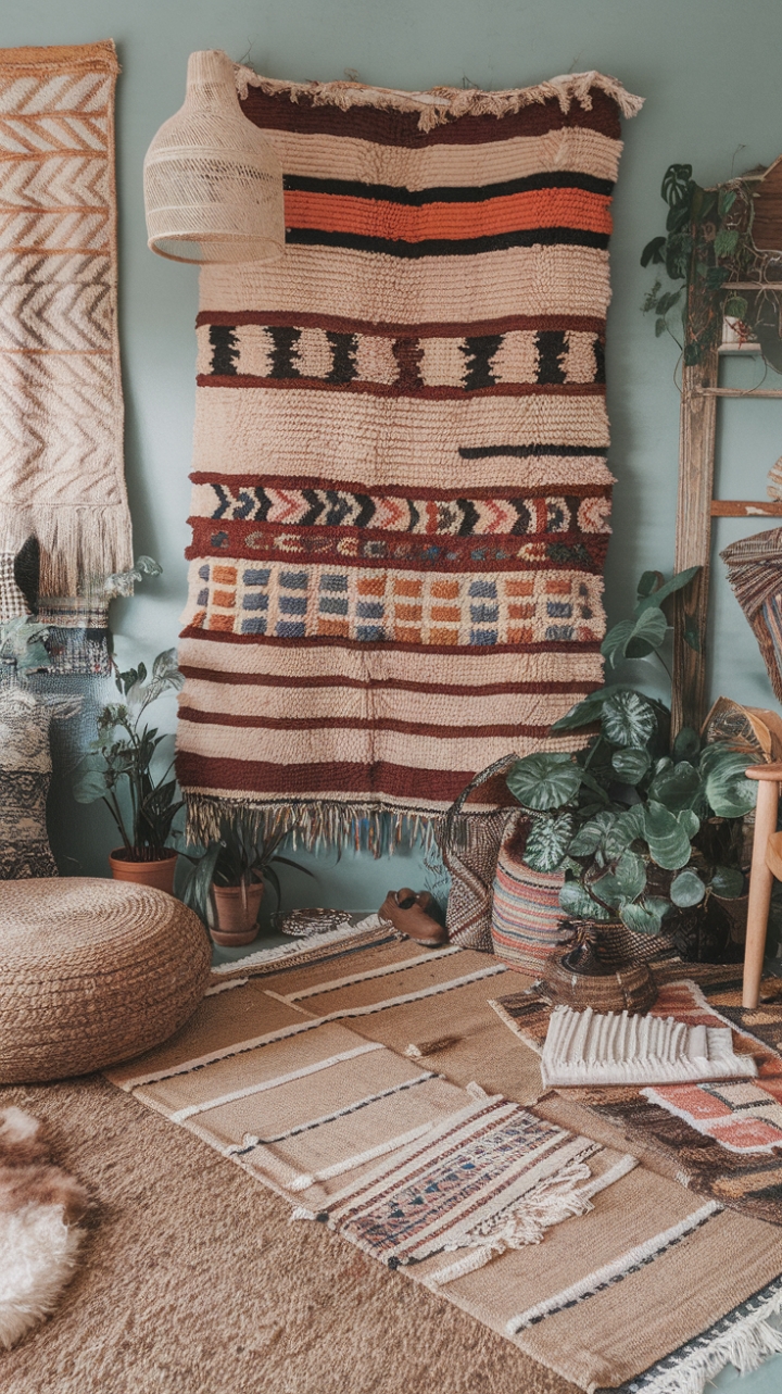 Bohemian Sanctuary: A Cozy Tapestry of Global Patterns and Vibrant Textures