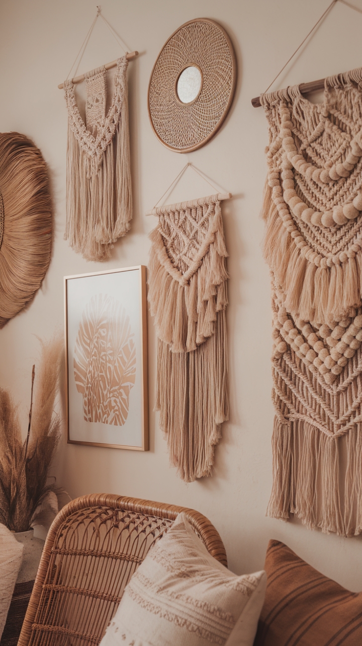 Boho Bliss: A Gallery Wall of Natural Textures and Earthy Elegance