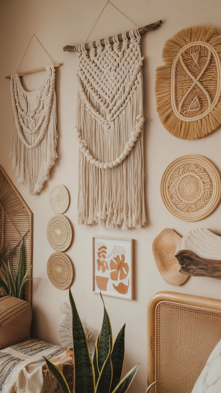 Boho Wall Wonders: Crafting Your Cozy, Textured Sanctuary