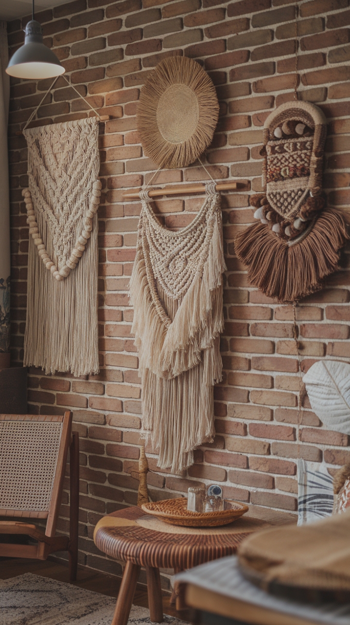 Boho Chic Wall: Layered Textures and Earthy Vibes
