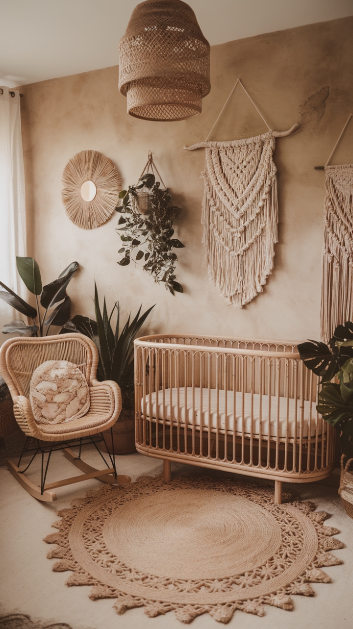 Nature-Inspired Bohemian Nursery: A Calm Oasis for Sweet Dreams