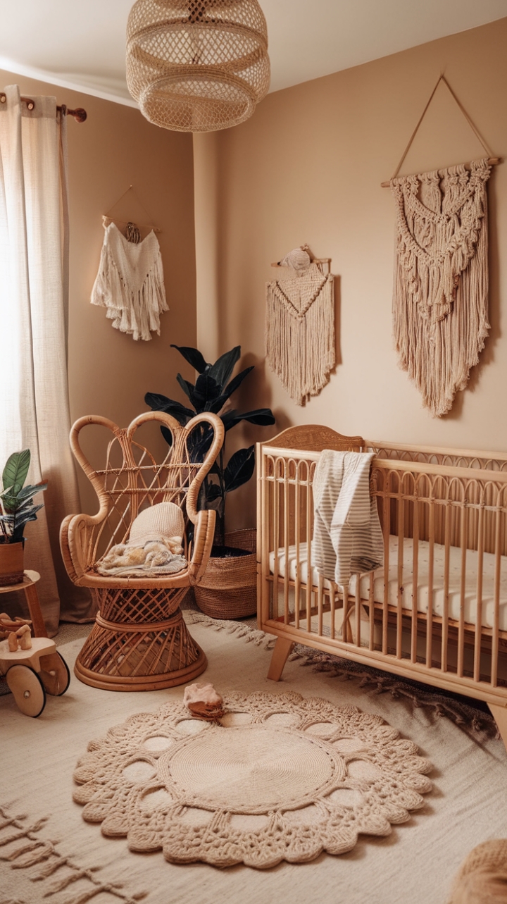 Bohemian Nursery Bliss: A Natural Haven for Sweet Dreams