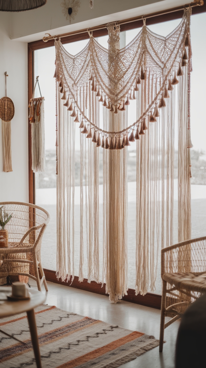 Bohemian Window Retreat: A Macrame Masterpiece