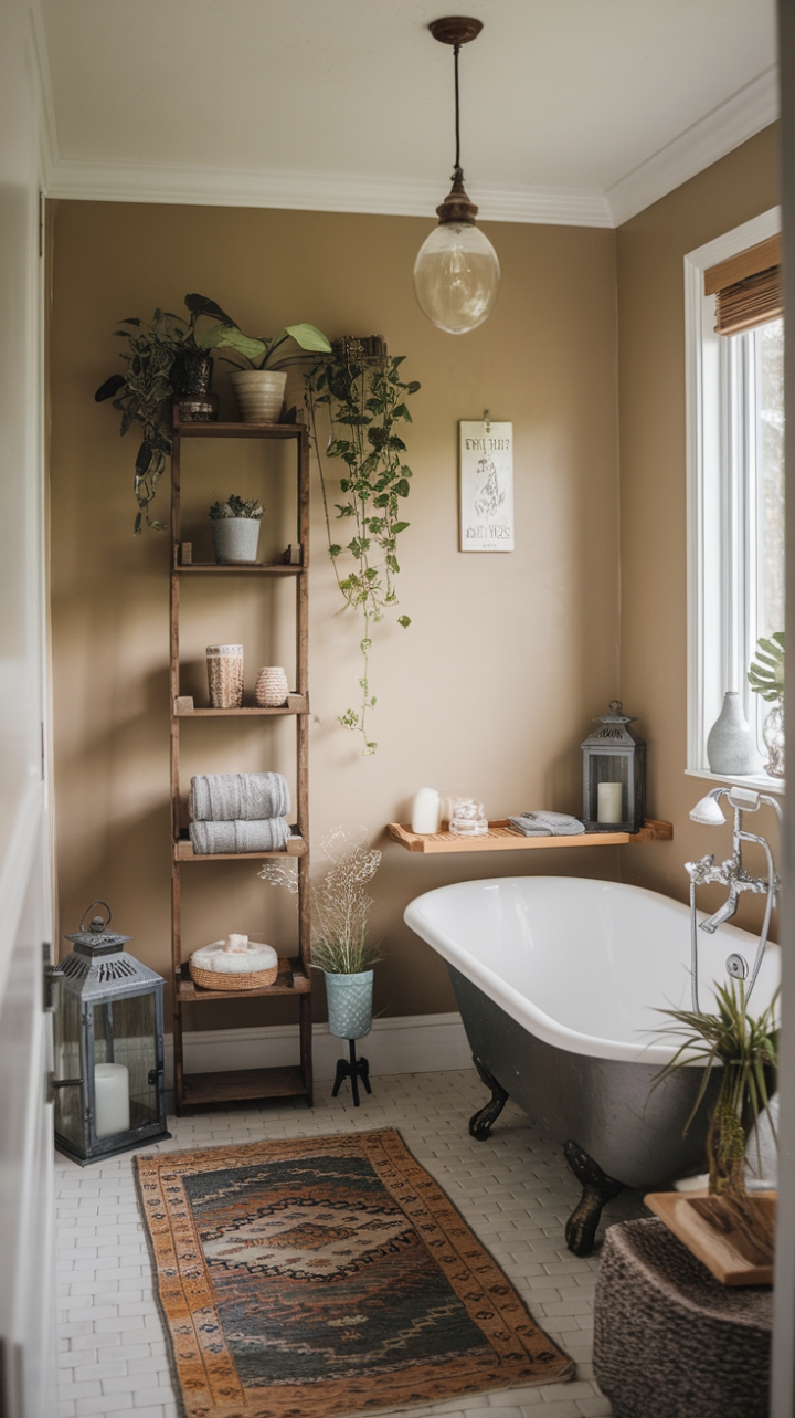 Bohemian Farmhouse Bathroom: Rustic Charm Meets Chic Comfort