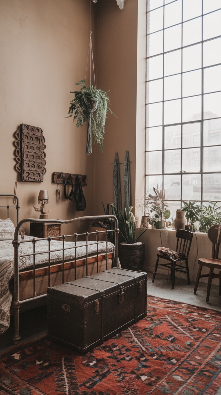 Rustic Bohemian Retreat: An Airy Bedroom of Adventure and Charm