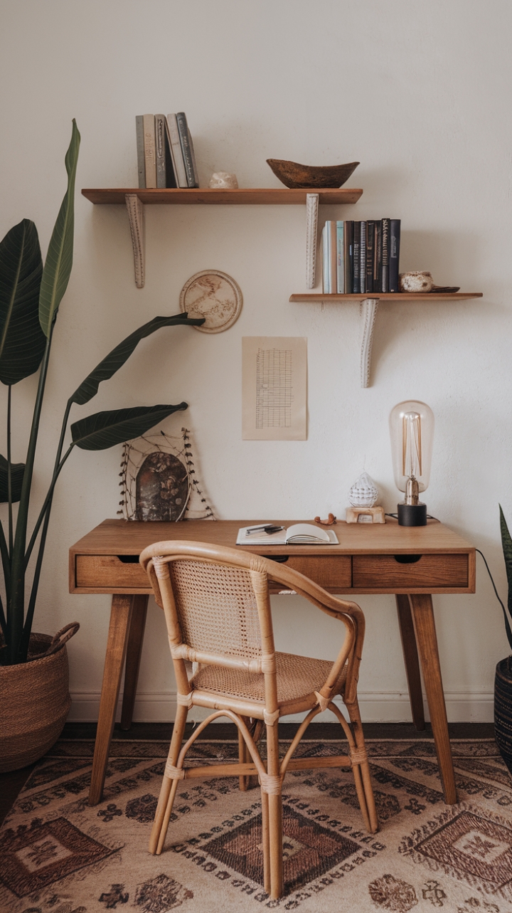 Bohemian Chic: Elevate Your Workspace with Rattan and Vintage Charm
