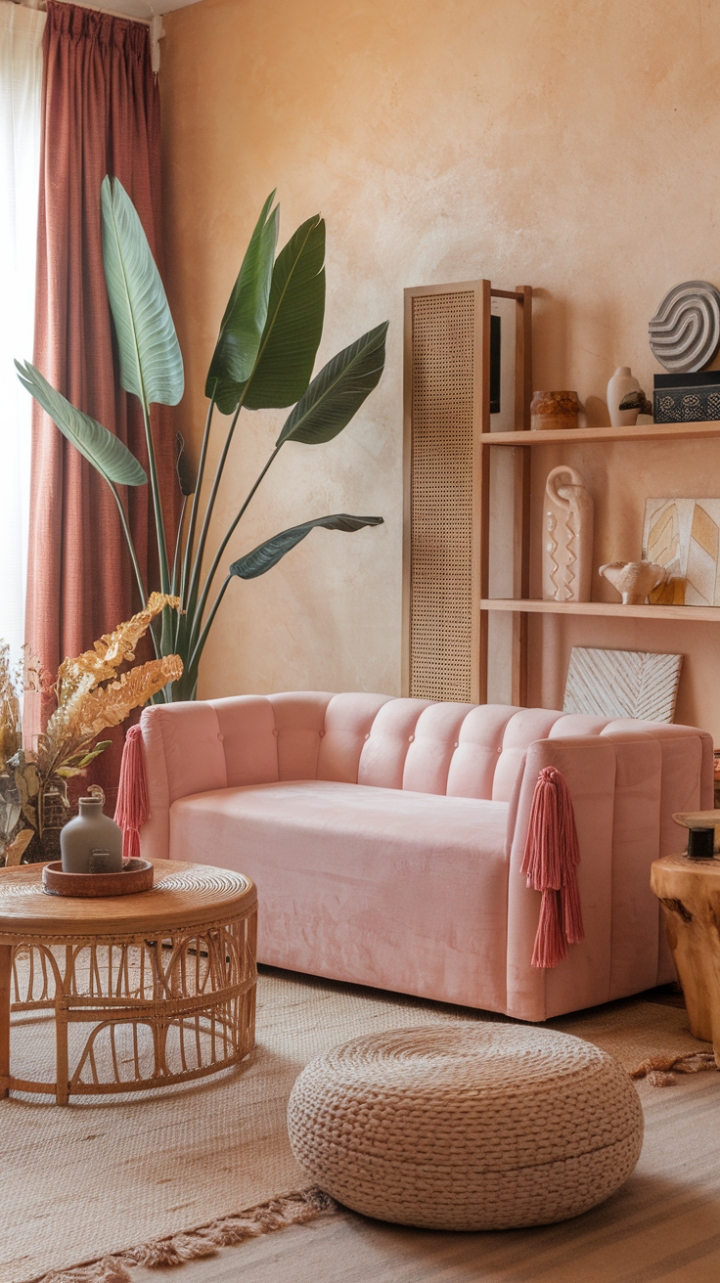Bohemian Chic: Cozy Up with Plush Pink and Global Accents