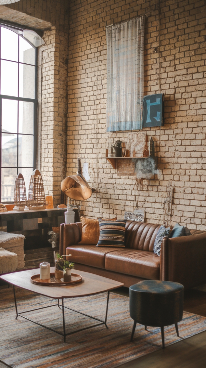 Urban Oasis: Where Exposed Brick Meets Bohemian Bliss