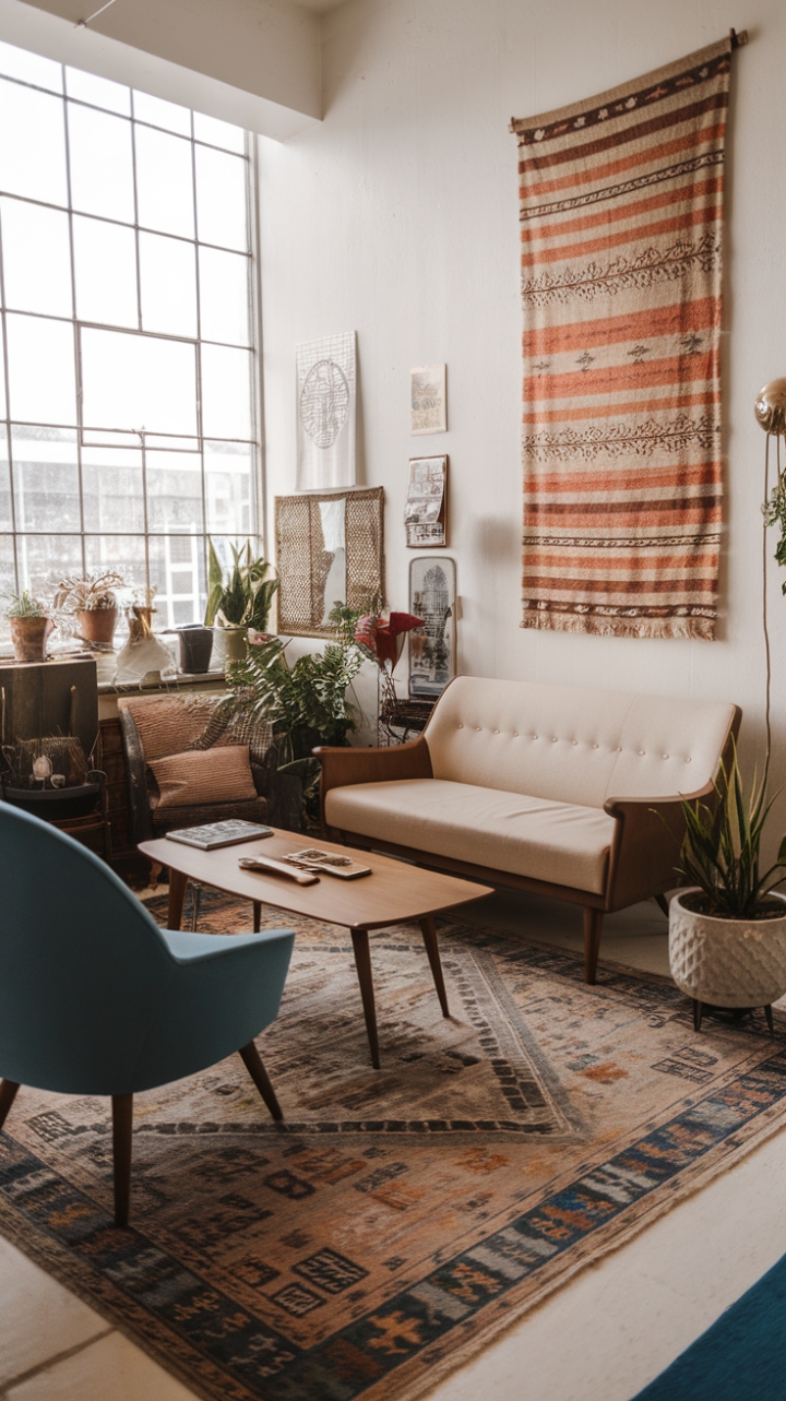 Living Room Spotlight: Effortless Style with Mid-Century and Boho Charm