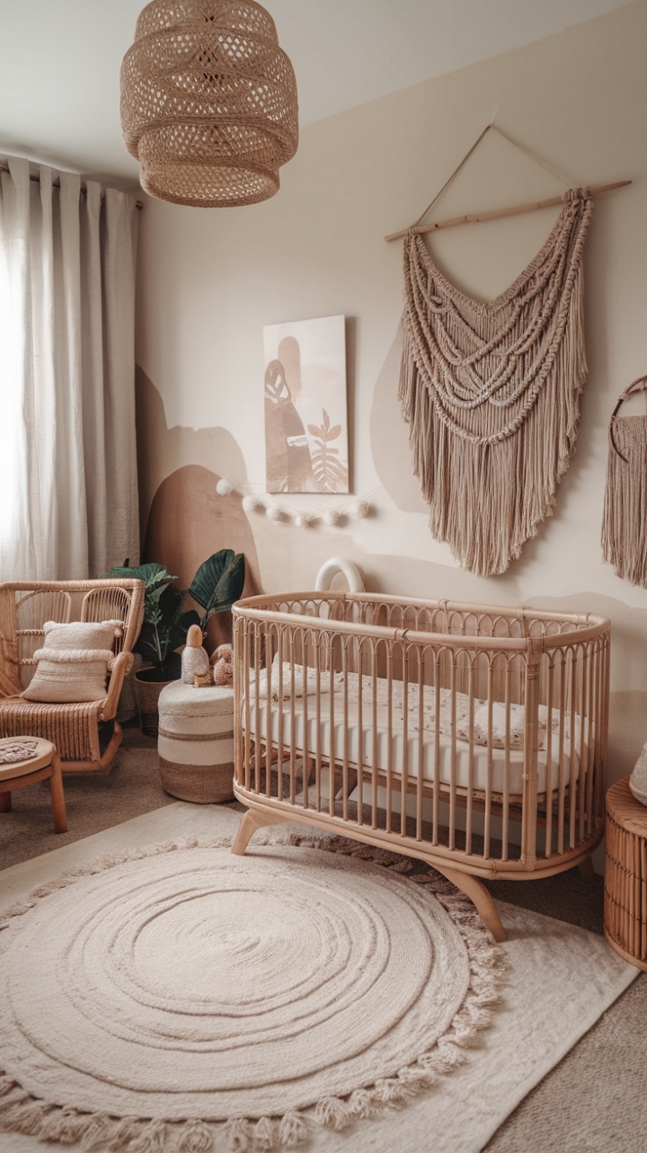 Charming Boho Baby Sanctuary with Natural Textures and Soothing Colors