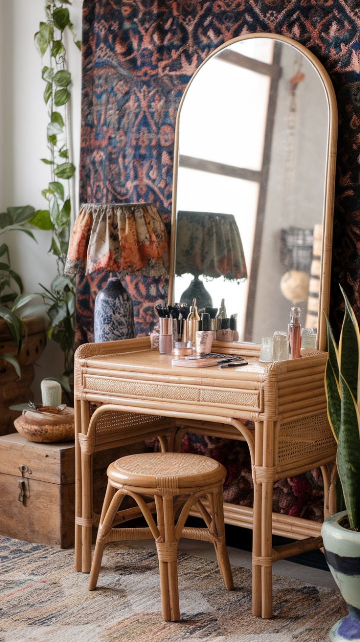 Elevate Your Getting-Ready Routine with a Bohemian Rattan Vanity