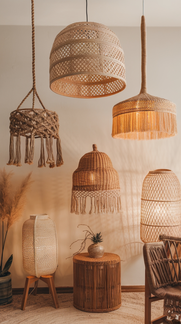 Boho Bliss: Woven Lamps and Natural Textures Create a Magical Retreat