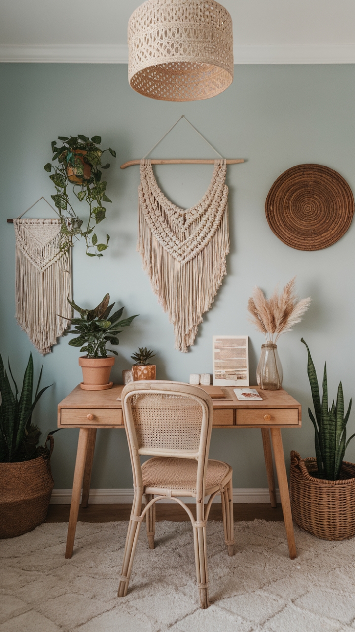 Bohemian Office Retreat: A Lush, Vintage-Inspired Creative Sanctuary