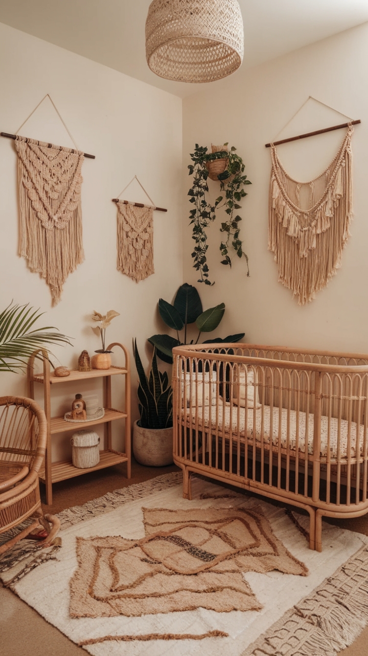 Bohemian Nursery: A Cozy Haven of Natural Textures and Earthy Tones
