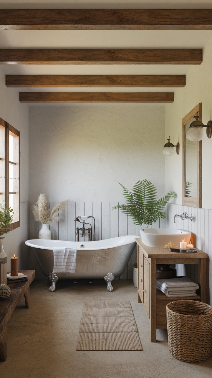 Serene Bohemian Farmhouse Bath: Your Personal Sanctuary