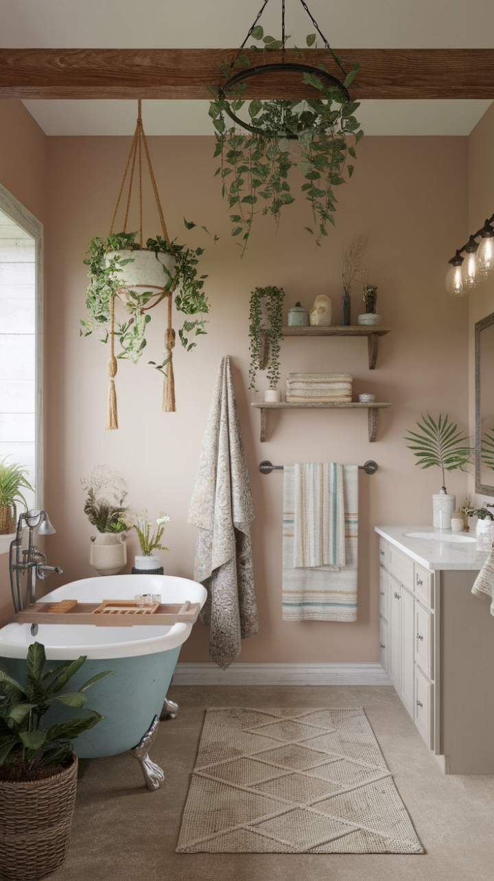 Bohemian Farmhouse Bathroom: A Serene Retreat with Vintage Charm