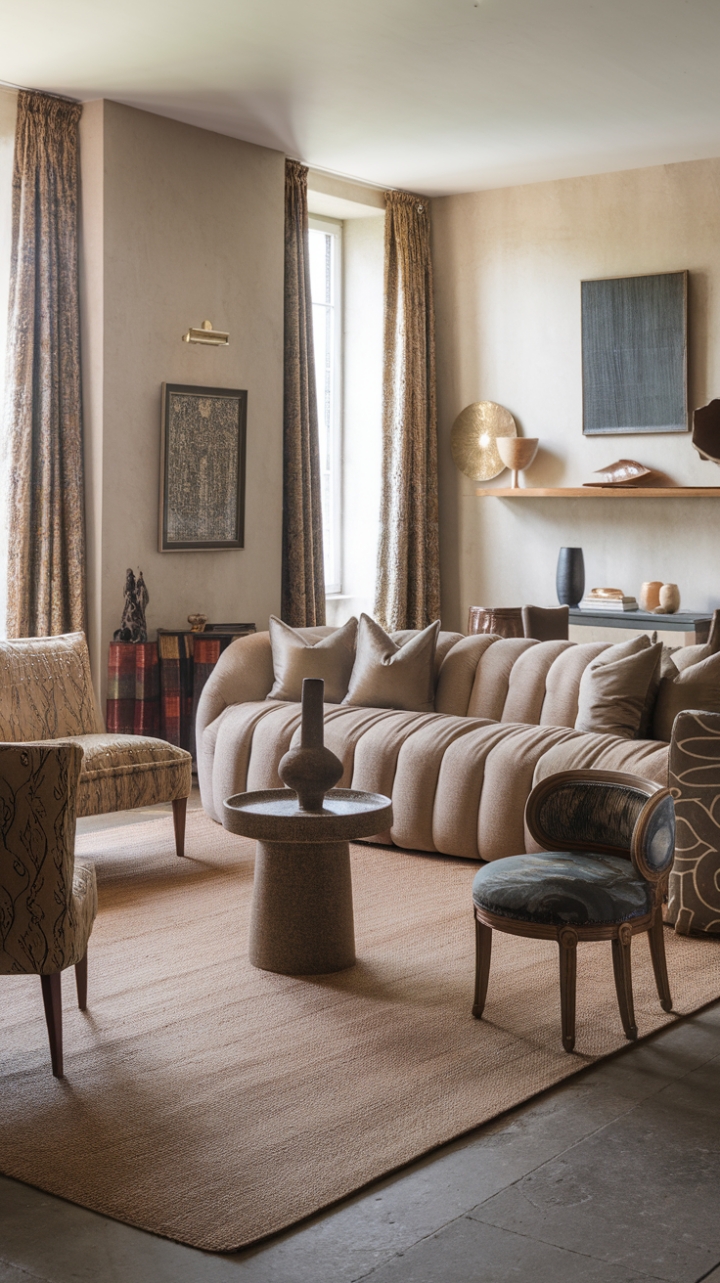 Bohemian Comfort: A Playful, Eclectic Living Space