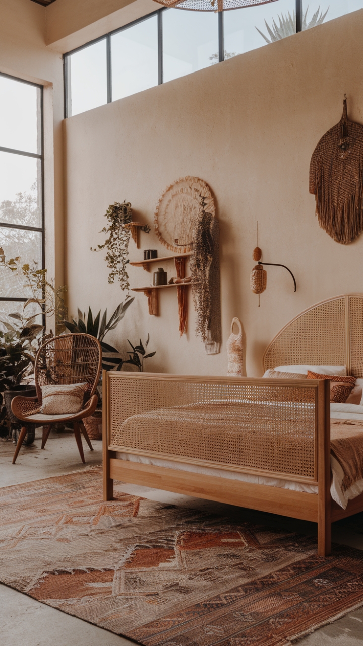 Bohemian Bedroom Sanctuary: A Sunlit Escape with Natural Textures