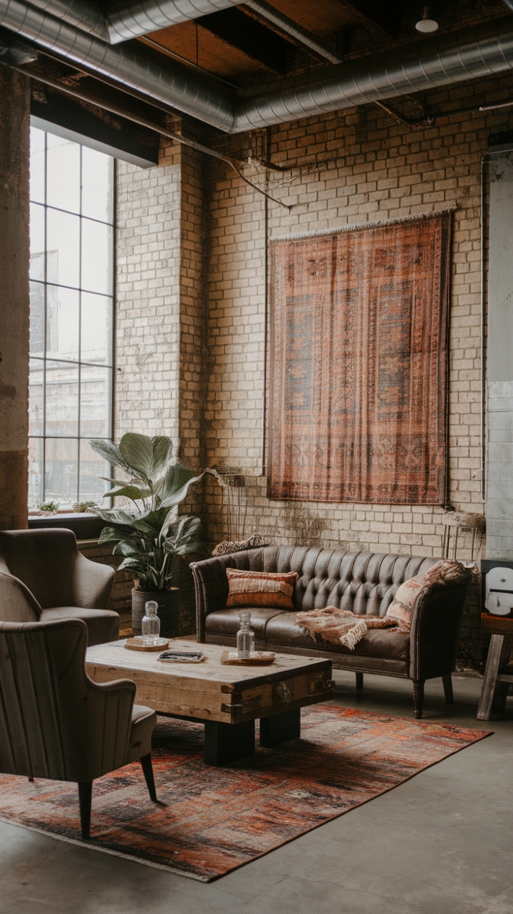 Eclectic Industrial Lounge: A Boho Warehouse Dream