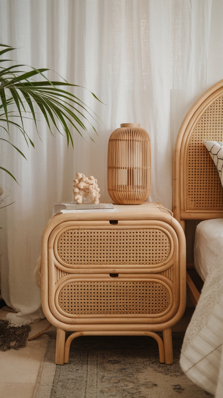 Bohemian Charm: Rattan Nightstand for Your Cozy Sanctuary