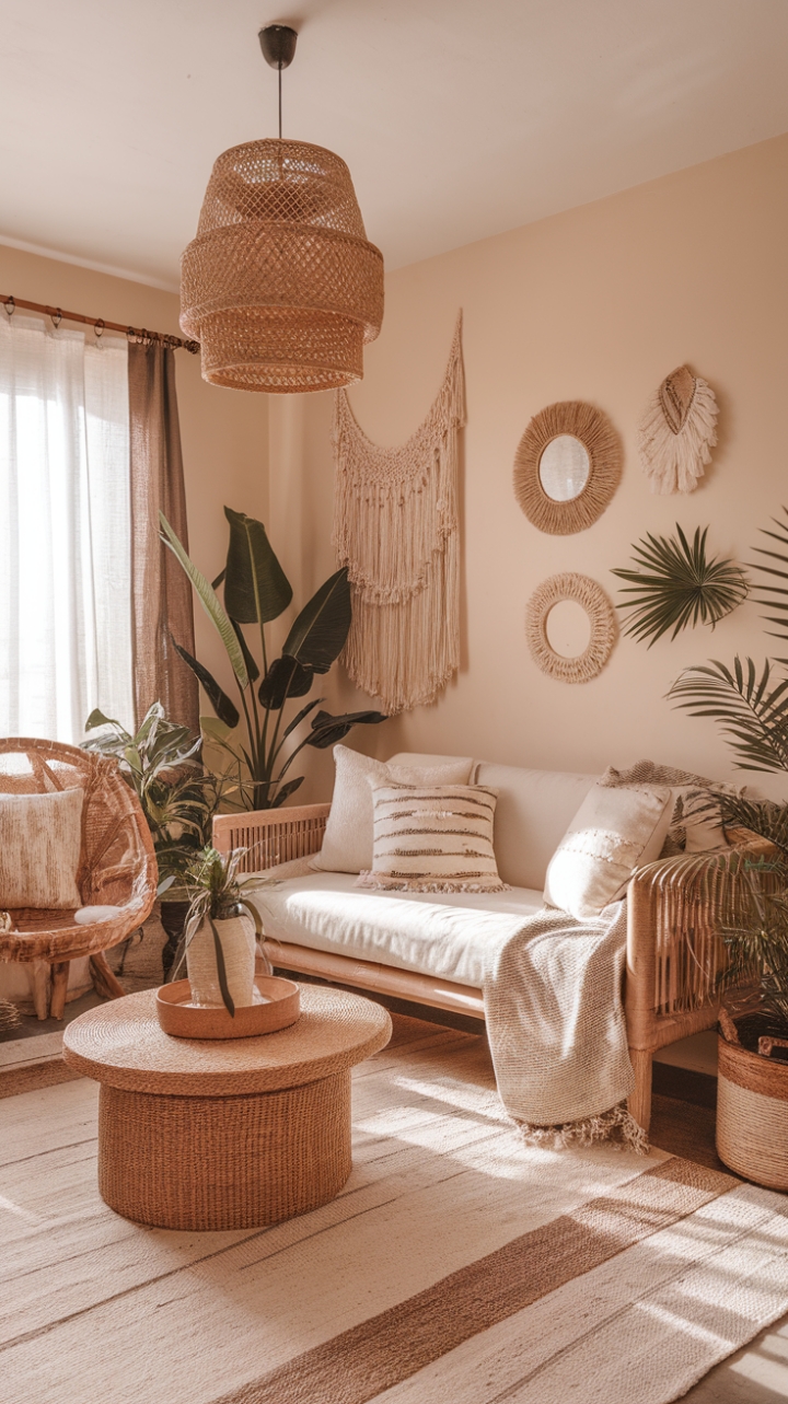Rustic Boho Lounge: Embrace Cozy Earth Tones and Organic Elegance