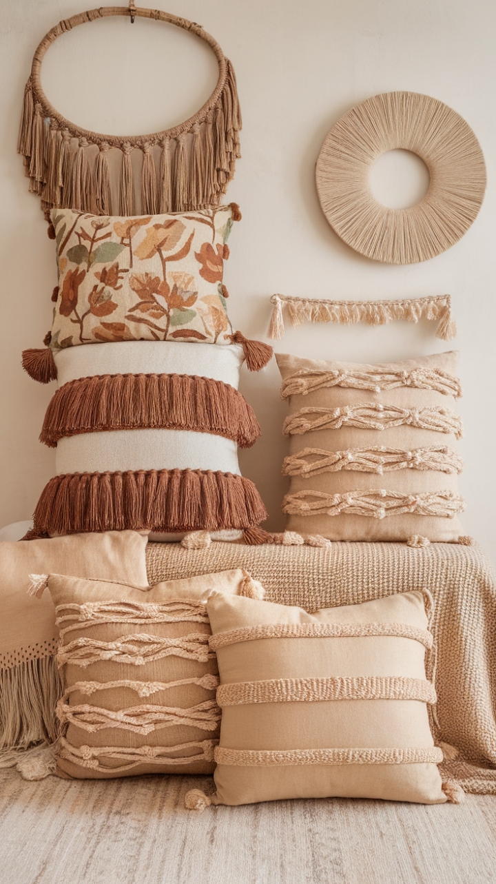 Cozy Up in a Bohemian Oasis Filled with Colorful Decorative Pillows