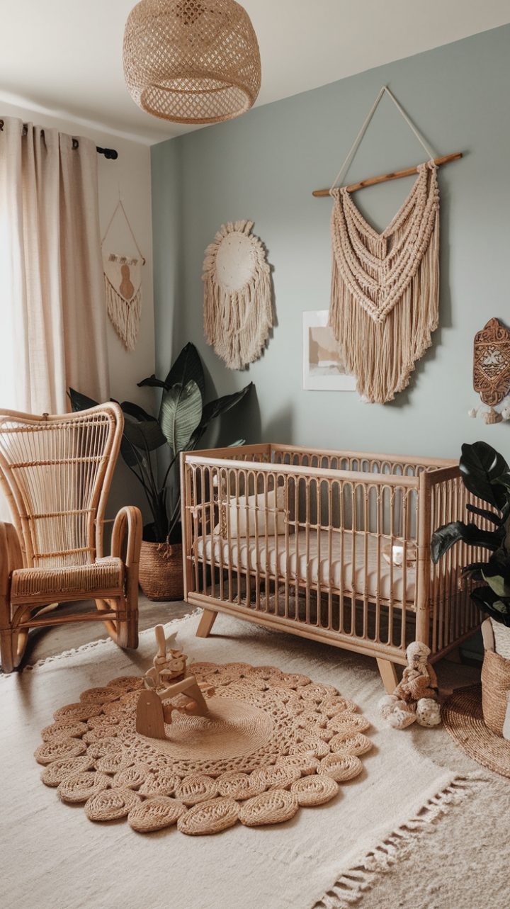 Bohemian Baby Haven: Natural Elements and Cozy Charm