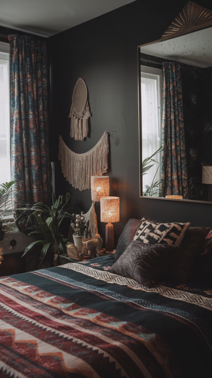 Embrace Your Dark Boho Sanctuary: A Cozy, Artistic Retreat