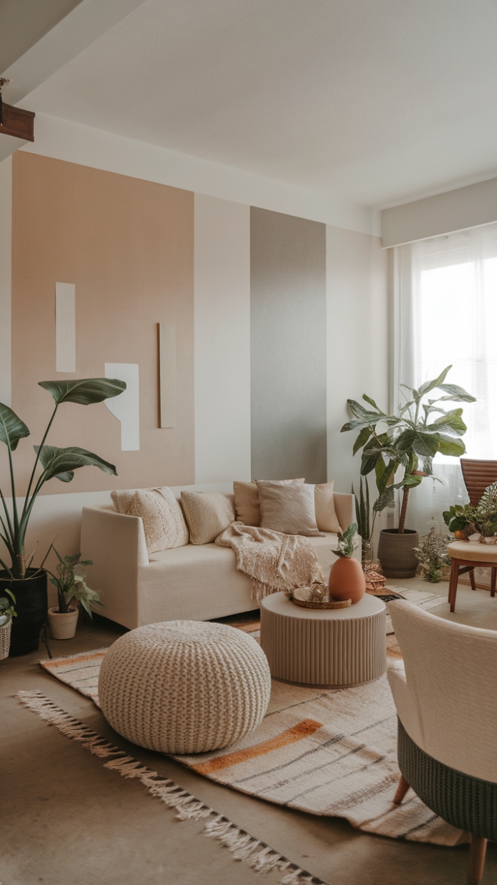 Modern Bohemian Bliss: A Serene and Stylish Living Room
