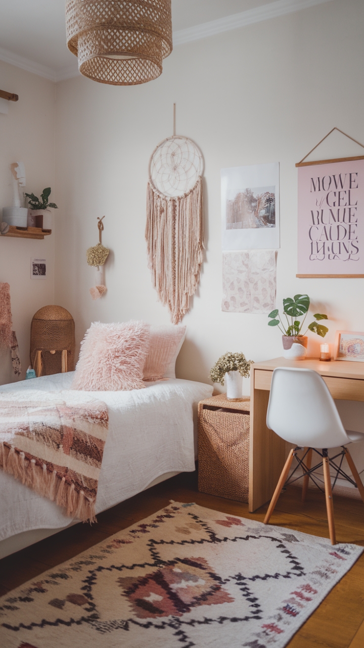 Boho Sanctuary: A Cozy Retreat of Whites and Warm Woods