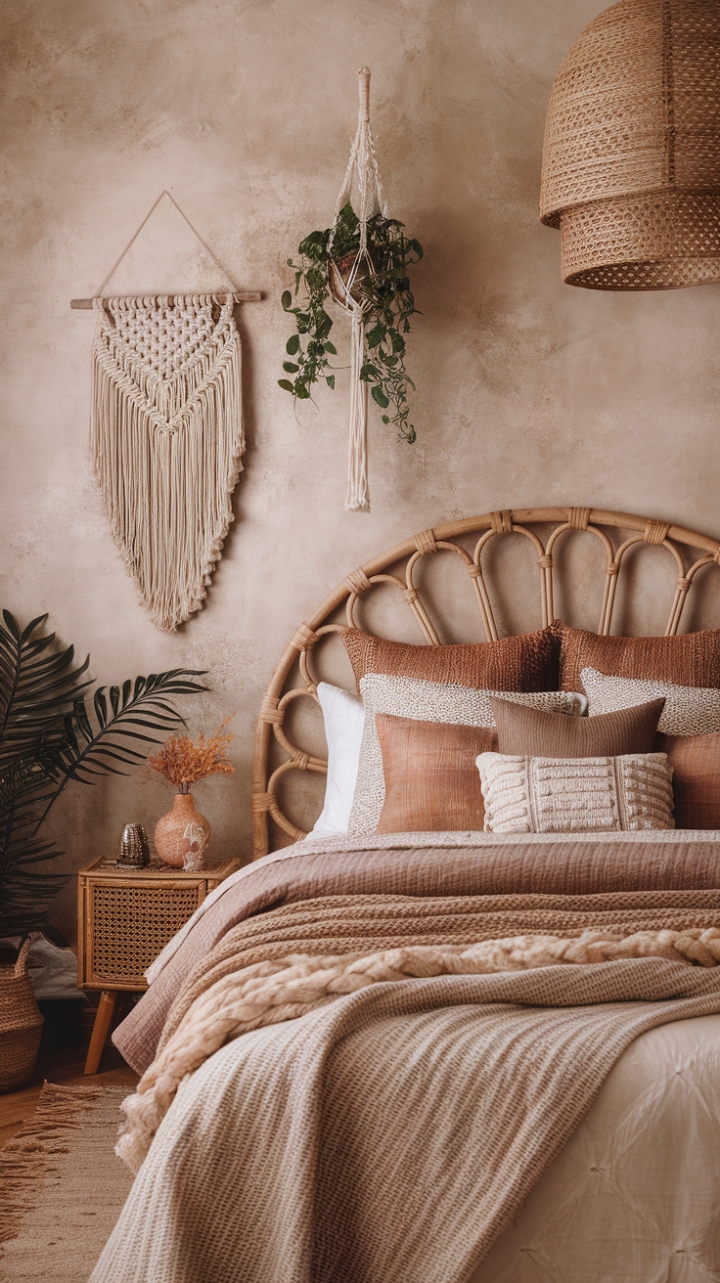 Bohemian Bliss: A Cozy Bedroom Retreat with Earthy Charm