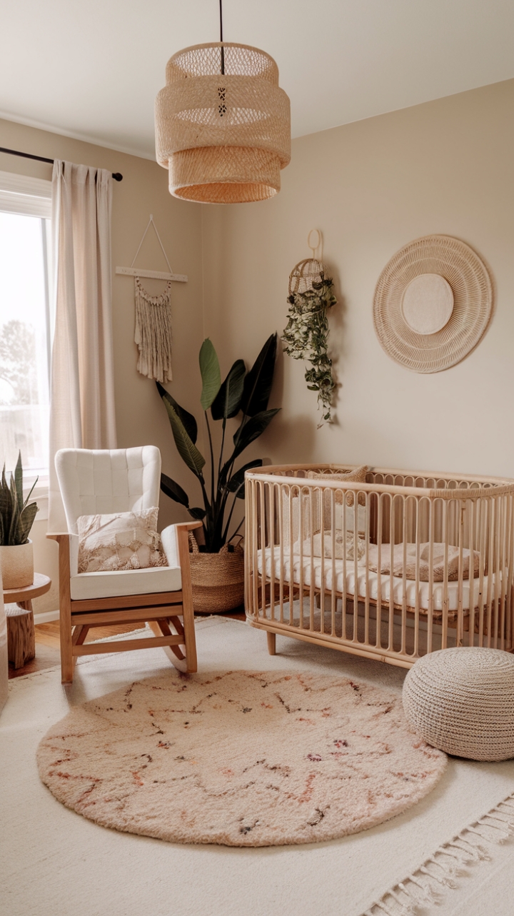 Serene Bohemian Nursery: Earthy Tones and Natural Textures for a Dreamy Sanctuary