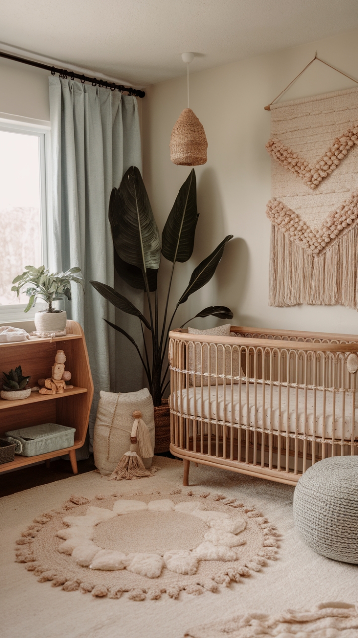 Dreamy Nursery with Earthy Tones and Bohemian Charm