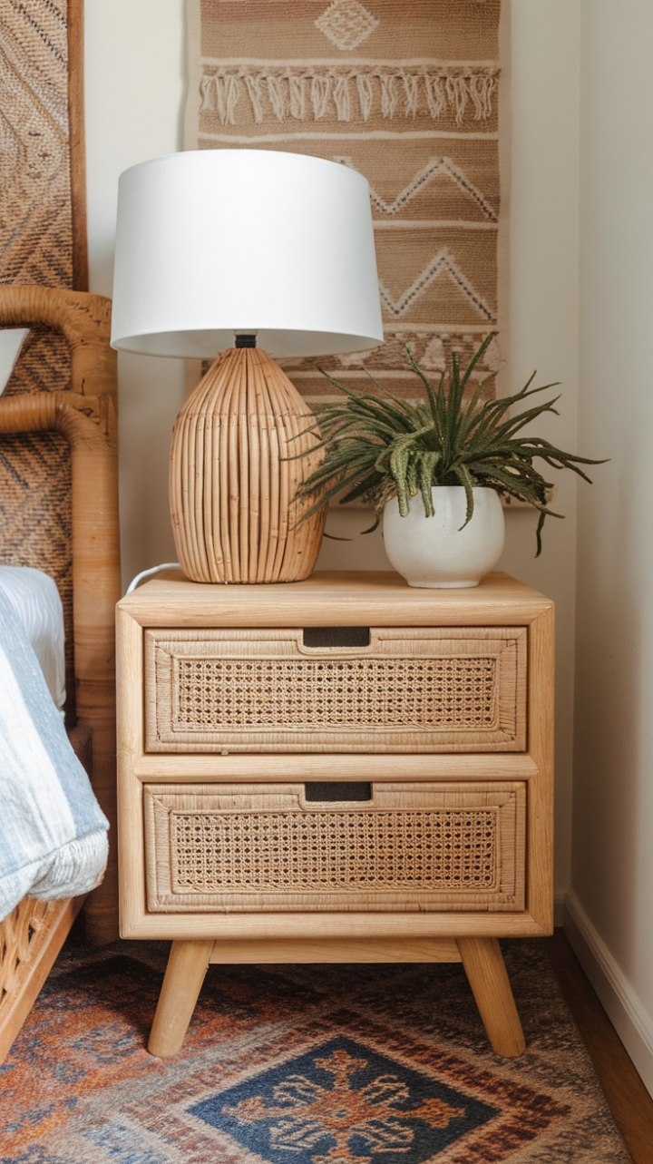 Elevate Your Sleep Sanctuary with a Chic Rattan Bedside Table