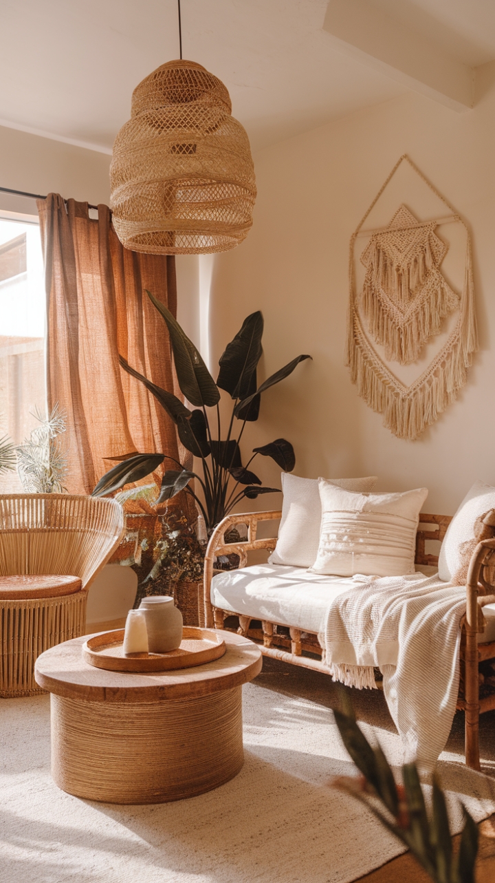 A Rustic Boho Living Room for Effortless Comfort