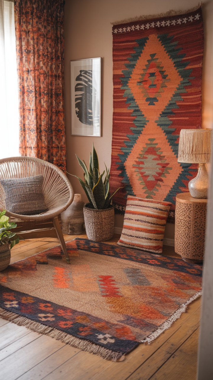 Vibrant Layers: A Room of Rich Hues and Textured Elegance
