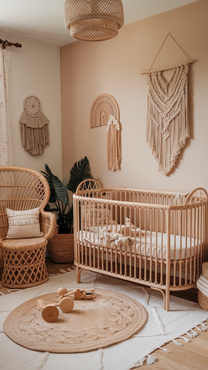Serene Bohemian Nursery with Natural Elements